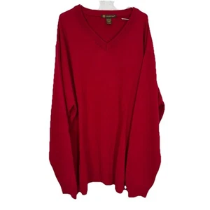 Harriton Red V Neck Cozy Knit Sweater Pull Over Sweatshirt Men’s Size 4XL Casual - Picture 1 of 13