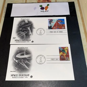 US COVER SPACE FANTASY BOOKLET FIRST DAY ISSUE CACHETED 1993 Lot Of 2 - Picture 1 of 5
