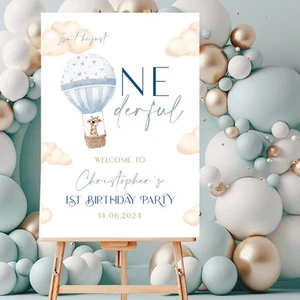 Baby Boy's 1st Birthday Party Personalised Welcome Sign - Picture 1 of 4