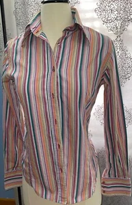 Kuhlman Long Sleeve Top Women’s Size 38 (see measurements) Striped Button Up - Picture 1 of 8