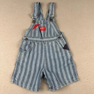 Vintage Oshkosh B' Gosh Shortalls 4T Blue Denim Hickory Striped Tape Made In USA - Picture 1 of 19