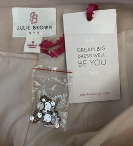 NWT Julie Brown Pink Wide Leg Dress Pants Sz 6 Sequined Bottom Hem Slight Spot - Picture 1 of 8