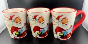 Set Of 3  WILLIAMS SONOMA Christmas Mugs LETTERS TO SANTA, Teddy Bear Inside New - Picture 1 of 8