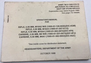 TM9-1005-319-10 M16A2/A3/A4 Operators Manual 1998 Original - Picture 1 of 12