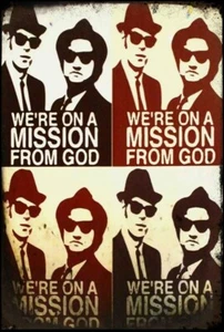 Blues Brothers We're on a Mission from God Metal Poster Sign - Picture 1 of 2