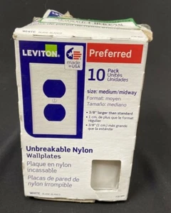 Leviton - 1-Gang White Midway Duplex Outlet Nylon Wall Plate (8-Pack) - Picture 1 of 2
