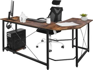L-Shaped Corner Computer Desk Industrial PC Table Workstation Home Office Large - Picture 1 of 8