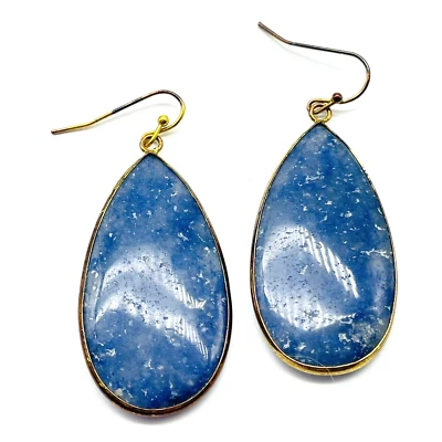 Pendientes colgantes azul aventurina lágrima tono dorado perforados boho festival fiesta Foto 1 de 4