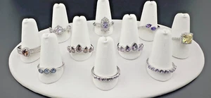 BOMB PARTY STERLING SILVER 925 VARIETY PURPLE MULTI-GEMSTONE RINGS BANDS LOT - Picture 1 of 7