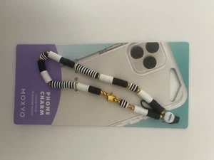 MOXYO Universal Cell Phone Lanyard, Charm and Wrist Strap, Black/White - Picture 1 of 2