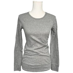 Tresics Waffle Round Neck Long Sleeve Thermal Banded Bottom Light Gray S - Picture 1 of 7