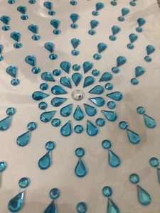 Gems Teal Blue Jewels Rhinestones Starburst Bling  Crafter's Square Stickers - Picture 1 of 4
