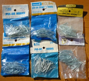 (80) Vintage Woolworth Offset Heavy Duty 1-3/8" Pin-On Drapery Curtain Hooks - Picture 1 of 6