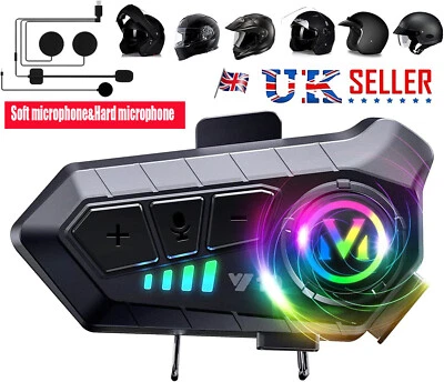 Bluetooth Motorcycle Helmet Headset Speaker Wireless Motorbike Headphone w/2 Mic - Image 1 of 4