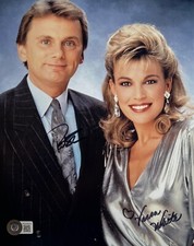 Vanna White Pat Sajak Autographed Signed WHEEL OF FORTUNE 8x10 Photo Beckett BAS