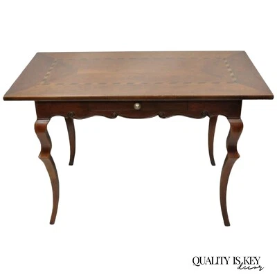 Mesa consola vintage Baker francés provincial con incrustaciones de madera de cerezo escritorio Foto 1 de 4