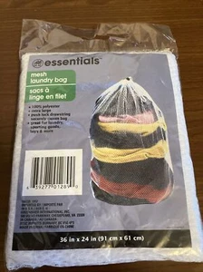 Essentials Mesh Laundry Bag w/Push Lock Drawstring 36” X 24” *New Sealed* - Picture 1 of 5