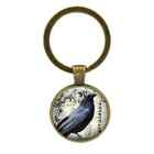 Key Ring - Nevermore Raven - bronze-tone - under convex glass-approx. 1" in dia.