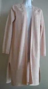 CHICO’s Womens Pink Jacquard Long Knit Cardigan SZ 0 (Small) LK KU! Lightweight - Picture 1 of 10