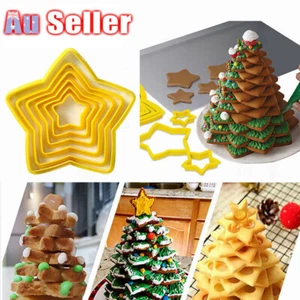6Pcs/set Christmas Tree Cookie Cutter Stars Shape Cake Biscuit Cutter - Picture 1 of 10