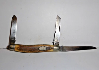 Navaja de bolsillo vintage Schrade Walden 896K NY EE. UU. K-Horn Delrin circa 1947-73 rara Foto 1 de 4