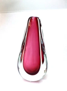 LARGE MURANO SOMMERSO ARCHIMEDE SEGUSO PINK ART GLASS VASE - Picture 1 of 7