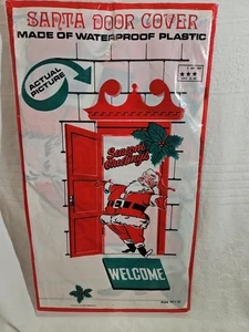 Vintage Santa Christmas Door Cover Plastic 30”x72” Ol St Nick - Picture 1 of 8