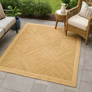 Jute Vorleger - Handgeflochten Bauernhaus Jute Teppich, Umweltfreundlich Home Deko Teppich - Bild 1 von 9