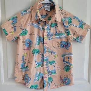 Looney Toons Button Up short sleeve Top Unisex S Daffy Duck Taz Bugs Bunny - Picture 1 of 5