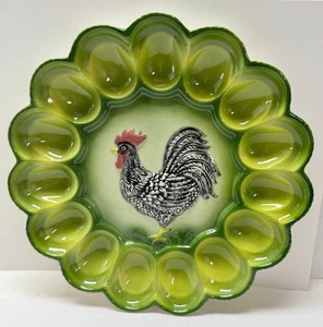 Plato de huevo gallo Marston California cerámica verde MCM EE. UU. Devild servir - Imagen 1 de 8