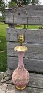 Original Vintage Mid Century Modern Rosa Rosen Keramik Tischlampe Wunderschön! - Bild 1 von 10