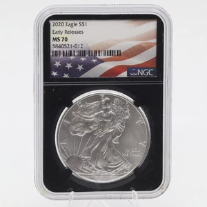 2020 Silver Eagle $1 MS70 NGC Early Releases Flag Label Philadelphia - Picture 1 of 2