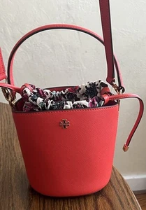 Tory Burch Saffiano Mini Bucket Bag Crossbody Purse - Picture 1 of 11