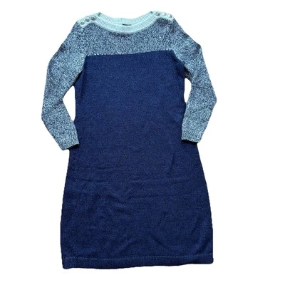Talbots 女式小号毛衣连衣裙航海蓝色棉质针织长袖 — 第 1/4 张图片