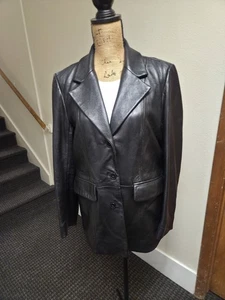 Tolle Northwest italienische Damen Lederjacke Lammleder schwarz 3 Knöpfe Gr. L - Bild 1 von 14