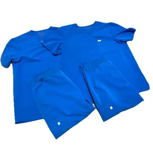 FIGS Scrub 2 Set Men's Large Royal Blue Chisec Pocket Top + Cairo Cargo Pant - Picture 1 of 21