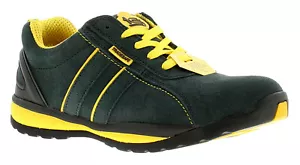 Tradesafe Mens Safety Shoes Trainers Barge Leather Lace Up navy yellow UK Size - Picture 1 of 6