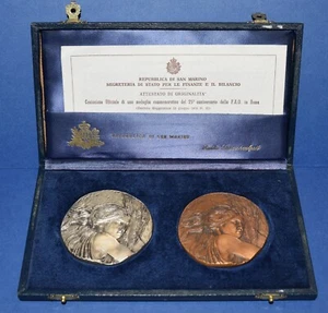 2 Medaglie Comm. bronzo argento 800 "GRECO" 25° ANNIVERSARIO DELLA F.A.O 1976 - Imagen 1 de 5