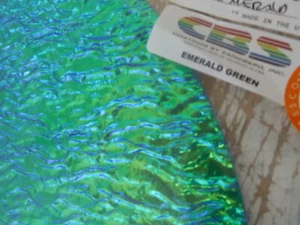 Dichroic Glass:CBS 90COE Emerald Green on Granite Rippled Textured Black-  3" Sq - Picture 1 of 1