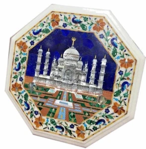 18" Handmade Taj Mahal Art Inlay Marble Side / End Table Top Home Decor - Picture 1 of 1