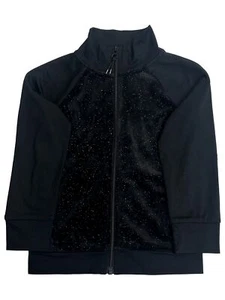 Xersion Girls Black Sparkly Quick Dry Zip Up Sweatshirt Jacket - Picture 1 of 2