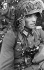Ww2 Photo Wwii German Officer Camoflauge Helmet  World War Two Wehrmacht / 2472