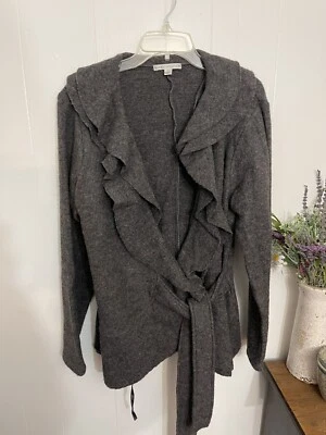 Sarah Spencer L 100% Lana Gris Suéter Chaqueta Cinturón Usado en Excelente Condición LKN Túnica  Foto 1 de 4