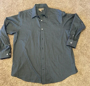 Duluth Trading Button Down Hemd Herren Große L Blau Kariert Langarm Baumwolle - Bild 1 von 8
