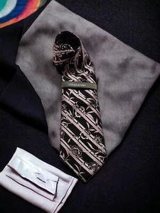CROFT & BARROW MEN'S CLASSIC FLORAL & STRIPES 100% SILK NECKTIE New - Picture 1 of 9