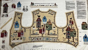 Spring Industries Birdhouse Bungalow Vest DIY Craft Fabric Panel Cut & Sew - Picture 1 of 6