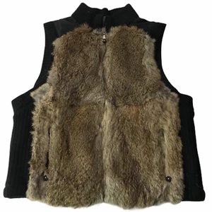 Jamie Sadock Rabbit Fur Vest Black Sweater Vest.  Full Zipper Women's Small - Picture 1 of 8