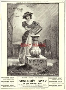 Advert for Lever Bros. 'SUNLIGHT' Washing Soap (3) Antique 1901 Print Ad 723/29 - Picture 1 of 1