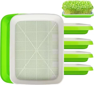 Seed Sprouting Tray, 5 Packs Microgreens Growing Trays Big Capacity Sprouts Grow - Picture 1 of 12