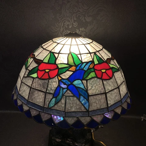 Stained Glass Hummingbird Vintage 18” Hanging Pendant Lamp Light Ceiling Shade Cover